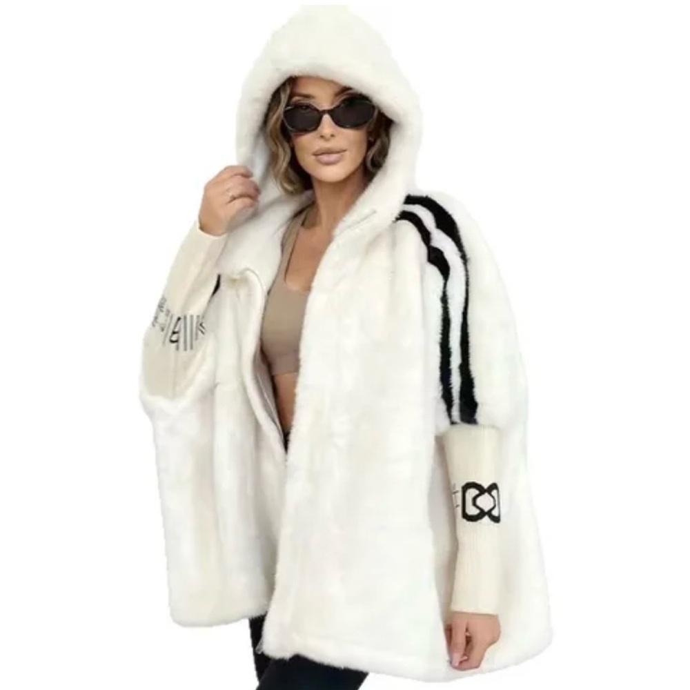 White Faux Fur Hooded Jacket